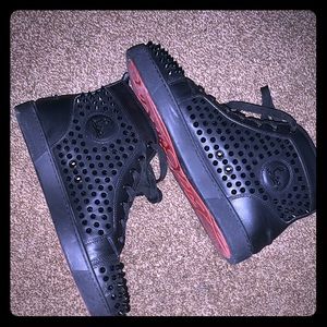 Black Christian Louboutin Men’s Spiked mid topped
